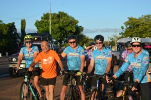 Road riders preparing to depart Normanton during the Cairns to Karumba Bike Ride
